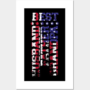 Best Husband Father Grandpa US Flag 4. July Gift Posters and Art